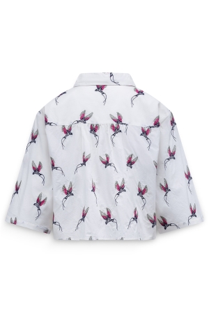 Label Dot Anita birds embro 150 wit multi