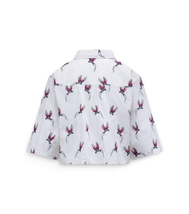 Label Dot Anita birds embro 150 wit multi