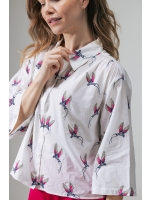Label Dot Anita birds embro 150 wit multi