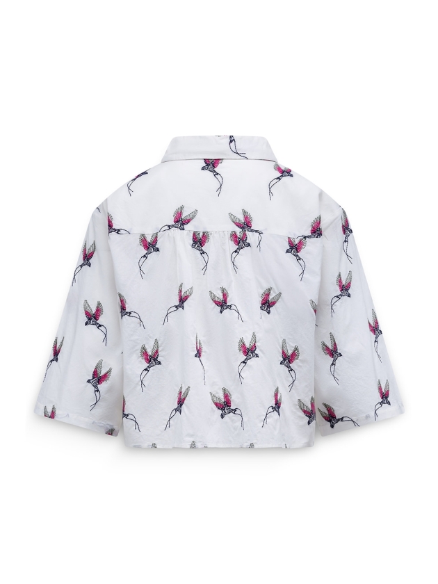 Label Dot Anita birds embro 150 wit multi