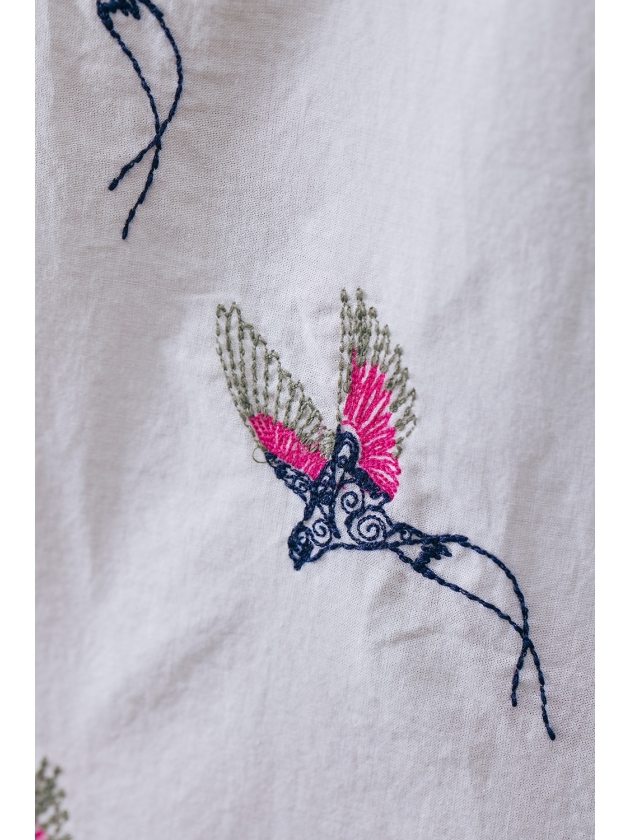 Label Dot Anita birds embro 150 wit multi