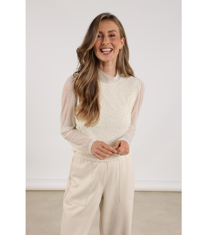 NUKUS Puck Top Strass 17 off white