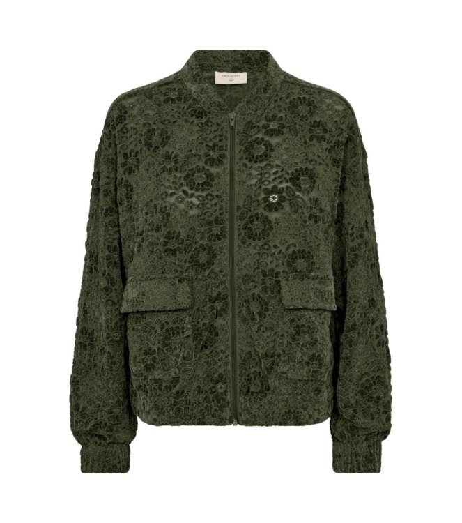 Freequent Velvet lace jacket Kombu green