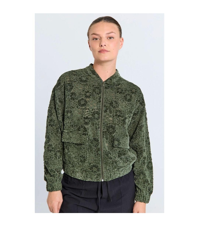 Freequent Velvet lace jacket Kombu green