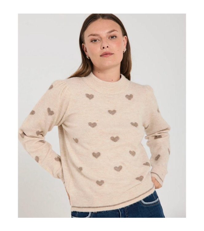 Freequent Jaquard pullover 1097 Moonbeam mel w. desert mel
