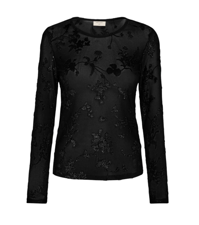 Freequent Flock rinted mesh Black