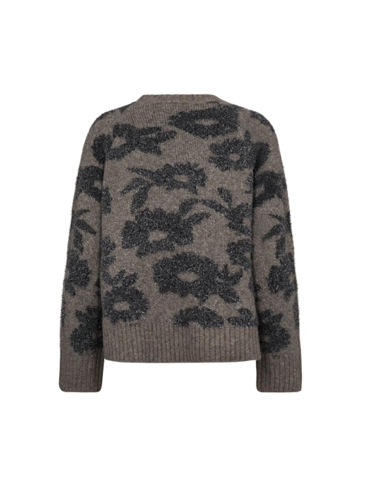 Freequent Jaquard pullover Morel mel w.med.grey melange