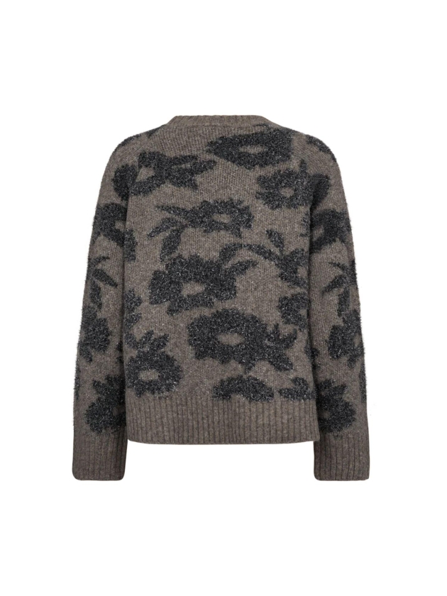 Freequent Jaquard pullover Morel mel w.med.grey melange