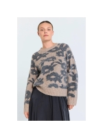 Freequent Jaquard pullover Morel mel w.med.grey melange