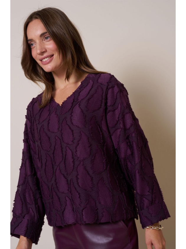 Studio Anneloes Madison jacquard top 3800 blackberry