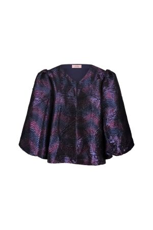 Studio Anneloes Eliza wave jacquard top 6945 dark blue/ vintage berry