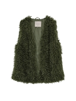 Freequent Faux fur, pockets Kombu Green