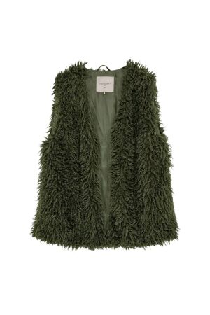 Freequent Faux fur, pockets Kombu Green