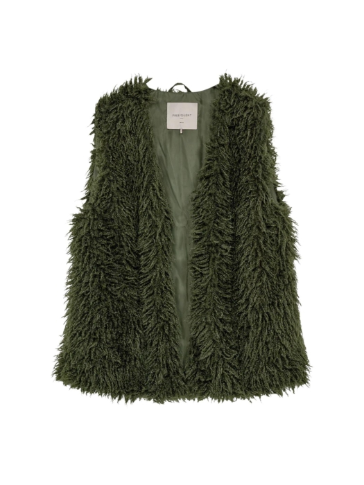 Freequent Faux fur, pockets Kombu Green