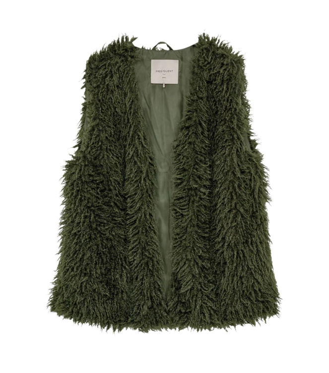 Freequent Faux fur, pockets Kombu Green