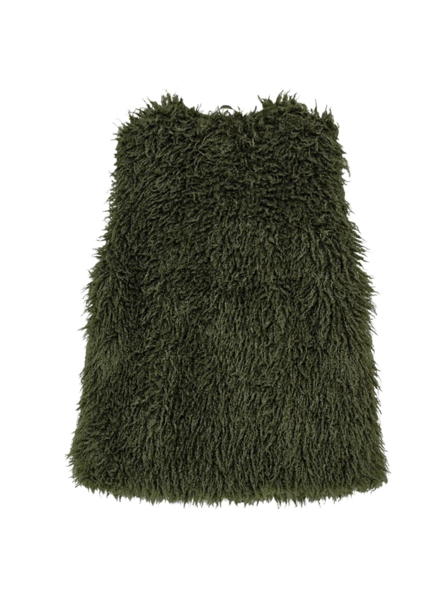Freequent Faux fur, pockets Kombu Green