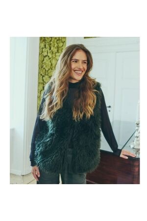 Freequent Faux fur, pockets Kombu Green