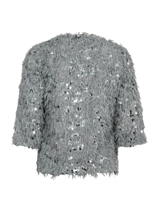 Freequent jersey w. sequin end feather yarn High rise w. silver