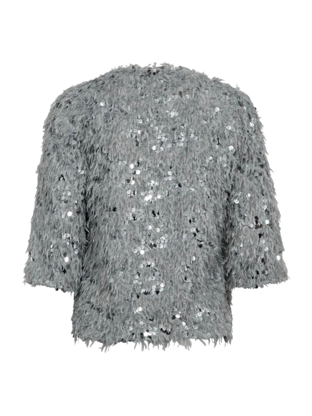Freequent jersey w. sequin end feather yarn High rise w. silver