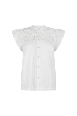 Tramontana Short-Sleeve Blouse Lace Tapes 00100 Off white
