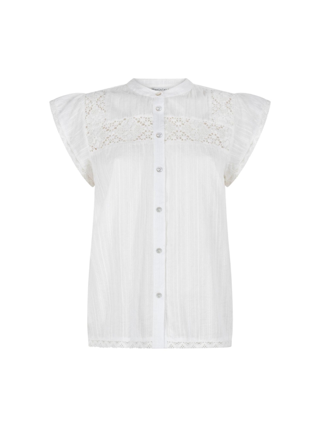 Tramontana Short-Sleeve Blouse Lace Tapes 00100 Off white