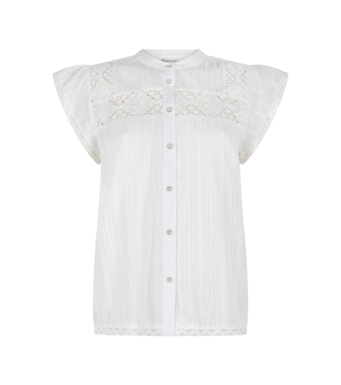 Tramontana Short-Sleeve Blouse Lace Tapes 00100 Off white