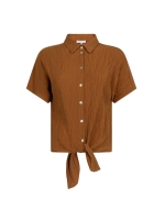 Tramontana Puckered Short-Sleeve Blouse 008135 Kombucha