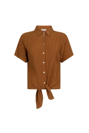 Tramontana Puckered Short-Sleeve Blouse 008135 Kombucha