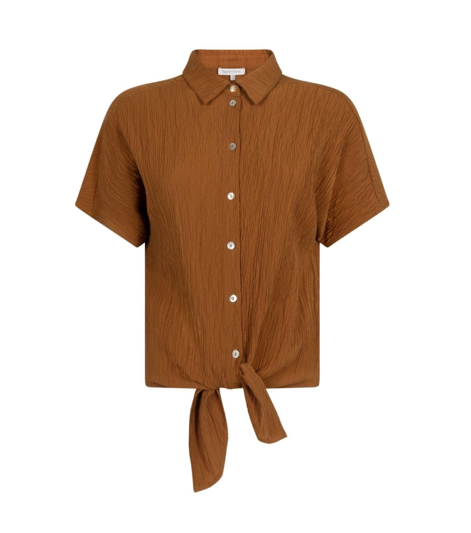 Tramontana Puckered Short-Sleeve Blouse 008135 Kombucha
