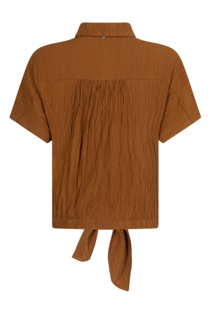 Tramontana Puckered Short-Sleeve Blouse 008135 Kombucha