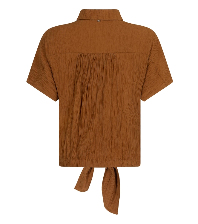 Tramontana Puckered Short-Sleeve Blouse 008135 Kombucha
