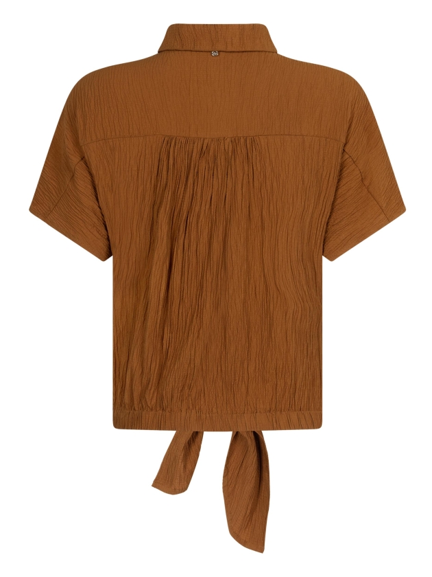 Tramontana Puckered Short-Sleeve Blouse 008135 Kombucha