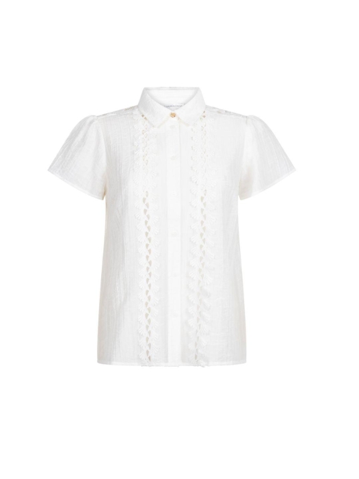 Tramontana Short-Sleeve Blouse Lace Tapes 001100 Off white