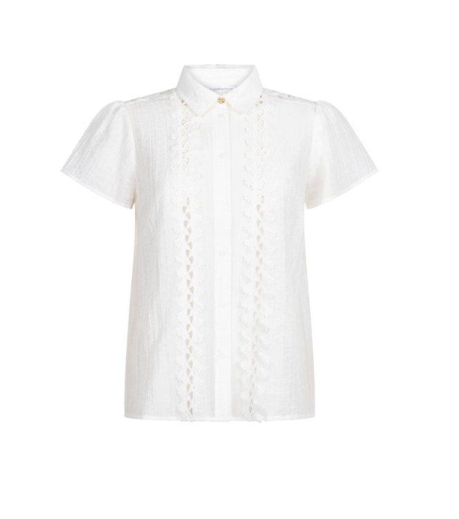 Tramontana Short-Sleeve Blouse Lace Tapes 001100 Off white