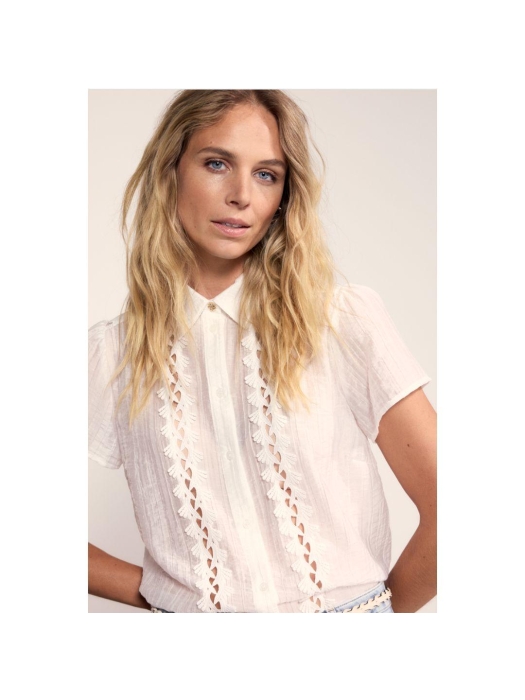 Tramontana Short-Sleeve Blouse Lace Tapes 001100 Off white