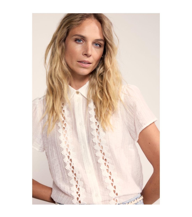 Tramontana Short-Sleeve Blouse Lace Tapes 001100 Off white