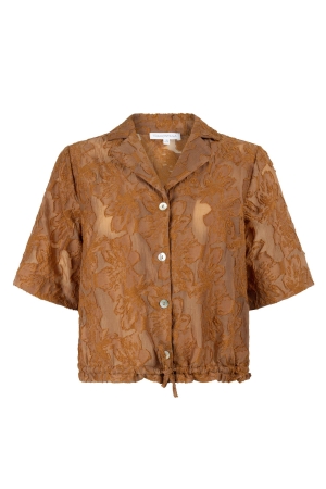 Tramontana Short-Sleeve Blouse Drawcord 008135 Kombucha
