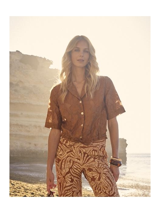 Tramontana Short-Sleeve Blouse Drawcord 008135 Kombucha