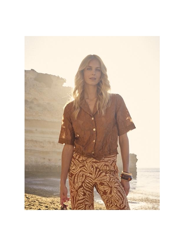 Tramontana Short-Sleeve Blouse Drawcord 008135 Kombucha