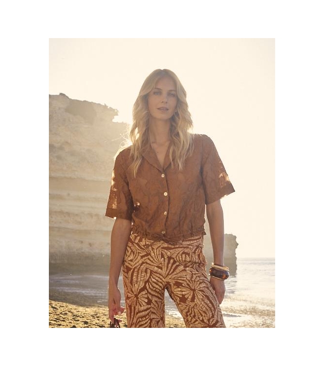 Tramontana Short-Sleeve Blouse Drawcord 008135 Kombucha