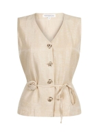 Tramontana Shimmer Waistcoat Flower Belt 001225 Pebble