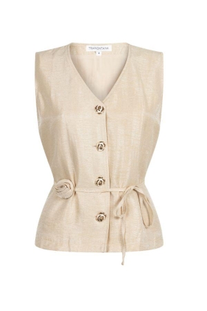 Tramontana Shimmer Waistcoat Flower Belt 001225 Pebble