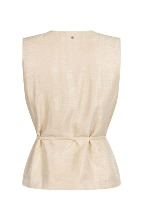 Tramontana Shimmer Waistcoat Flower Belt 001225 Pebble