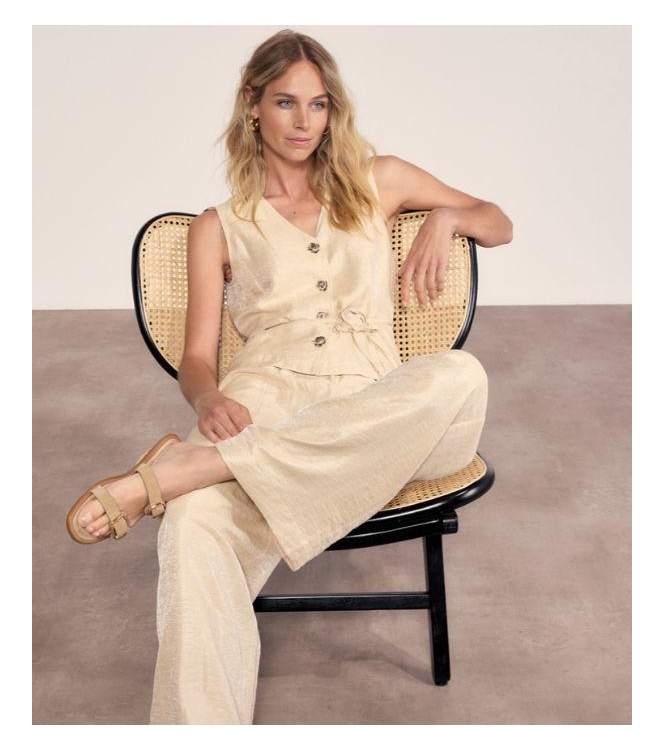 Tramontana Shimmer Waistcoat Flower Belt 001225 Pebble