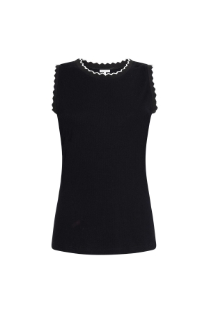 Tramontana Contrast Scallop-Neck Singlet 009000 Black