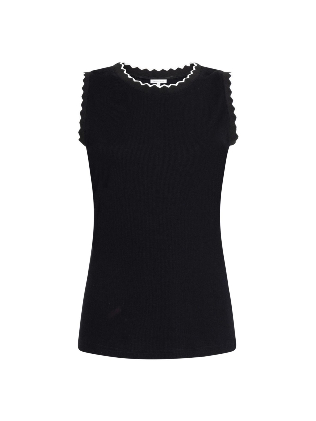 Tramontana Contrast Scallop-Neck Singlet 009000 Black