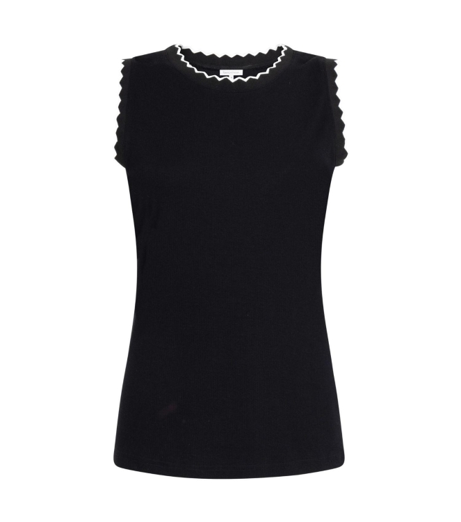 Tramontana Contrast Scallop-Neck Singlet 009000 Black