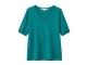 Tramontana Puff-Sleeve V-Neck Top 005835 Deep aqua blue