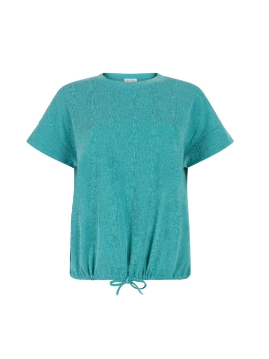 Tramontana Crinkled Short-Sleeve Top 005835 Deep aqua blue