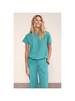 Tramontana Crinkled Short-Sleeve Top 005835 Deep aqua blue